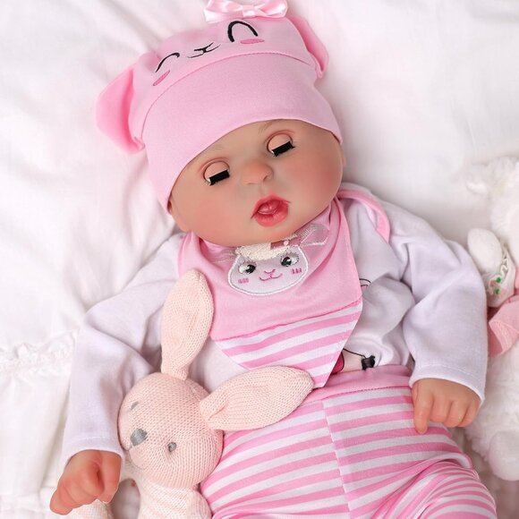 🆕17inch Soft Cloth Body Newborn Baby Poseable Limbs Snowy Baby Doll Girl - Picture 3 of 7